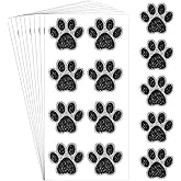 Blulu 25 Sheets 200 Pcs Glitter Paw Print Tattoos Temporary Glitter Dog Paw Print Face Tattoos Dog Stickers Removable for Cheer Patrol Women Face Body Arm House Party Supplies(Black)