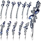Hanaive 12 Pcs Vintage Crystal Rhinestone Hair Pins Bridal Side Clip for Bride Bobby Pins Hair Jewelry Accessories Bling Diamond Butterfly Barrettes for Wedding Women(Navy)
