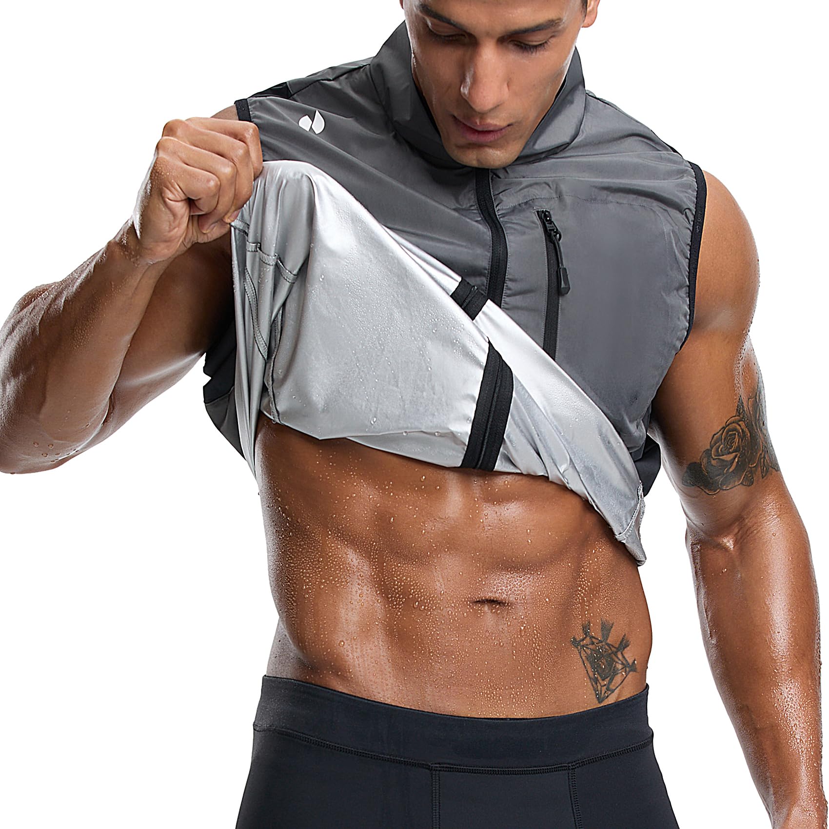 Photo 1 of HOTSUIT Sauna Vest for Men Sweat Jackets Sauna Suit with Pocket Exercise Heat Trapping for Gym Exercise,Grey,L