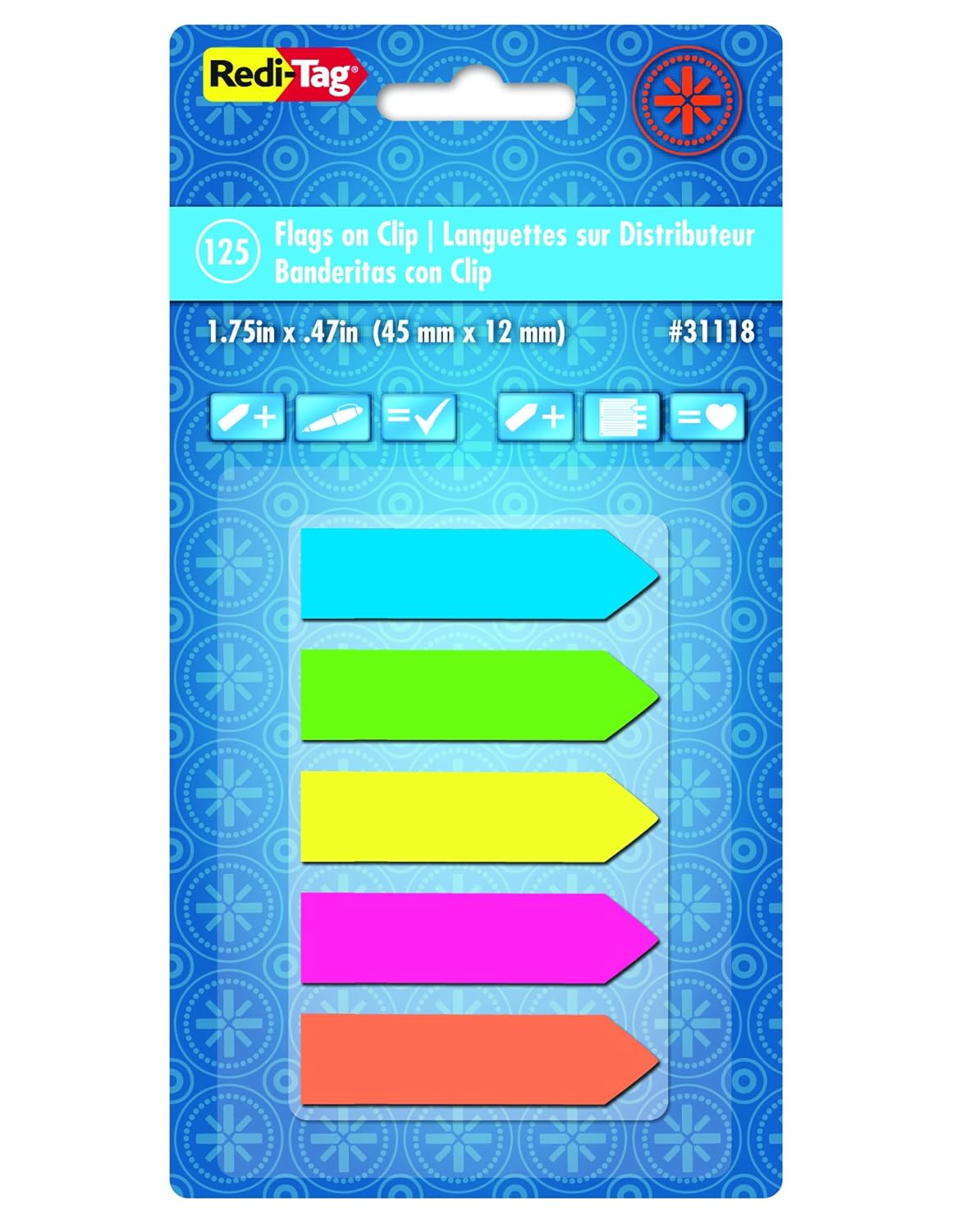 Redi Tag 5 Color Arrow Flags In Handy Clip On Holder 31118 - 