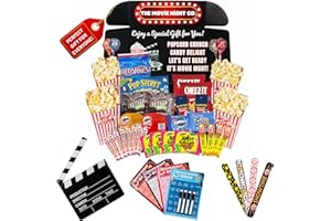 XOXO PARENTS Movie Night Gift Basket – 42-Piece Gift Box with Popcorn, Candy, Snacks & Bingo – Birthdays, Date Night, Family, Kids, Adults, Mom, Dad, Teens, Christmas, Mothers Day, Fathers Day, Raffle & Fundraiser
