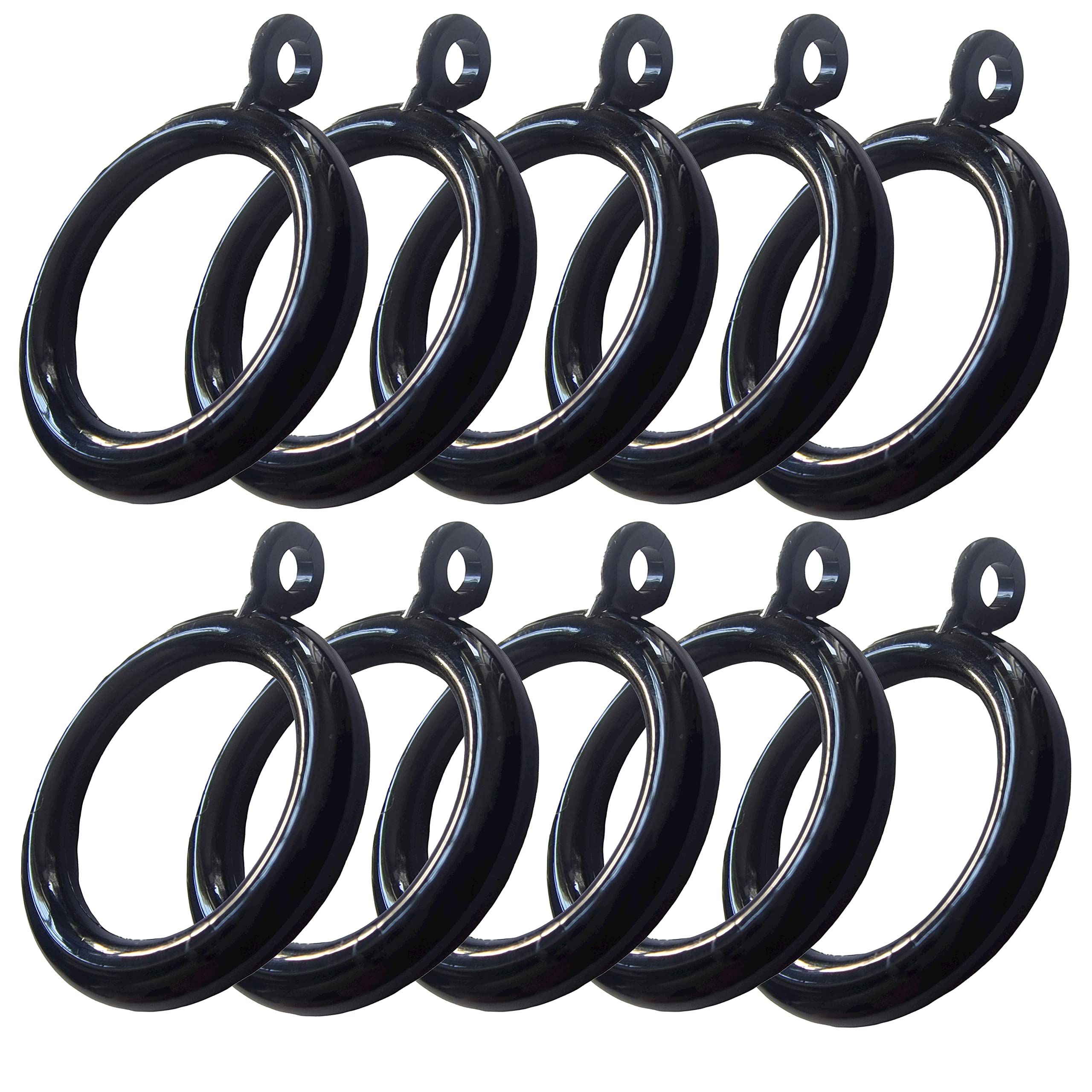 Black Plastic Curtain Rings for 22mm Poles Curtain Loops Gliders (31 x 43mm) (Pack of 10)