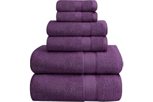 Oakias Premium Towel Set 600 GSM 6 Piece Plum - 100% Ring Spun Cotton Highly Absorbent Towels Set - Super Soft Bathroom Towel Set - Hotel Quality Double Stitched Hem - Ideal for Hotels, Spa, Gyms