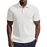 PJ PAUL JONES Mens Polo Shirts Short Sleeve Knit Polo Casaul Collared Polo Shirts Wrinkle-Free Golf Polo