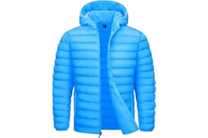 TACVASEN Men's Hooded Puffer waterproof Down Alternative Jacket Insulated Lightweight Windbreaker Quilted Coat