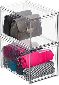 Amazon.com: mDesign Stackable Storage Containers Box with 2 Pull-Out ...