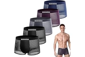 BOXHERO Men's Boxer Briefs, Ultra Breathable Soft Moisture Wicking, Skin-Friendly Design, More Durable - Pack of 5