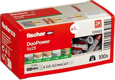 fischer DuoPower 5 x 25 Universal Plug 100 pcs intelligent 2-Component
