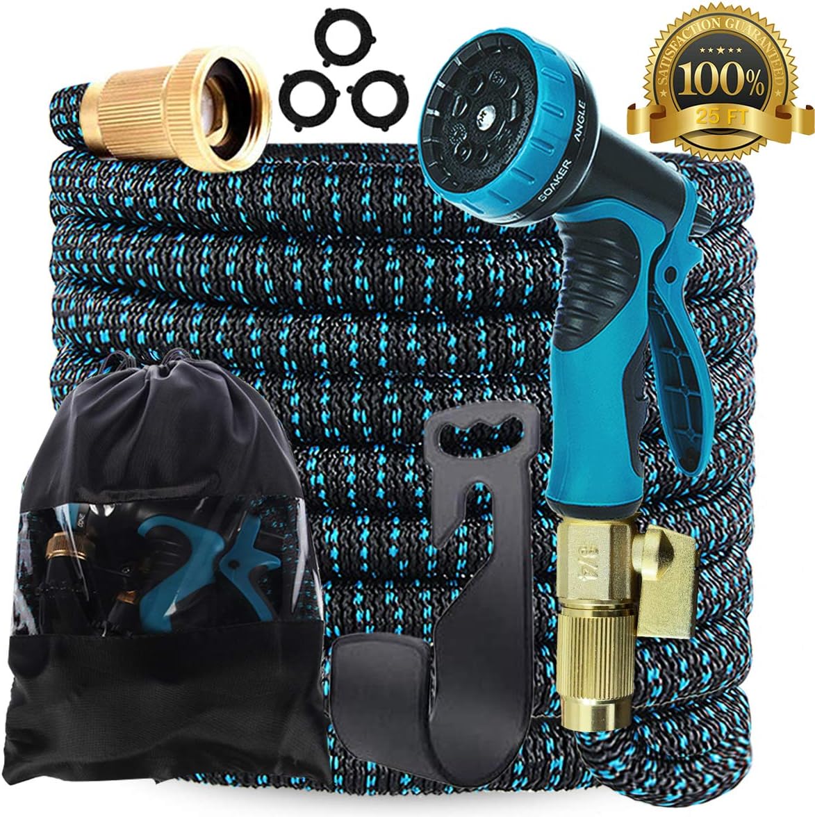 Gardguard 50ft Expandable Garden Hose: Water Hose with 9 Function Nozzle and Durable 3-Layers Latex, Flexible Water Hose with Solid Brass Fittings, Best Choice for Watering and Washing: Home Improvement