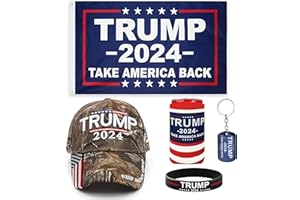 Genericf Unique America Trump 2024 Supporter Kit | Trump Hat and Flag Set | Trump Gifts and Merch