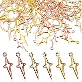 90 PCS Gold Silver Star Pendant Charm, Star Charms for Jewelry Making Mini Jewelry Making Pendants Hollow Four Pointed Stars Charms for Earrings Bracelets Necklace DIY Craft Supplies Pendants Crafting