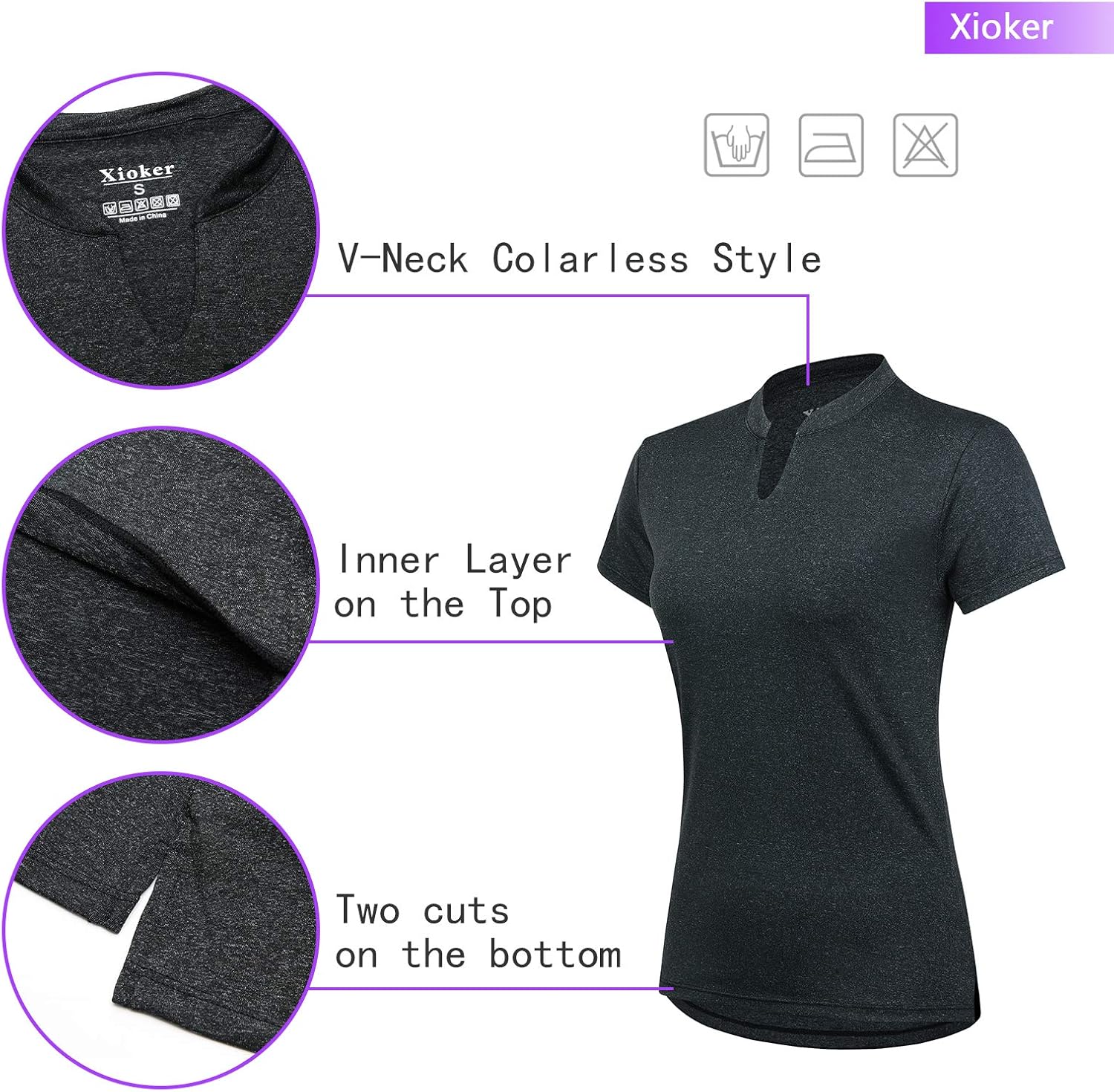 Women Tennis Shirts V-Neck with 1/2 Lining, Golf Top for Women Short Sleeves Tennis Tee for Sports : Clothing