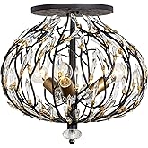 Varaluz Bask 3-Lt Crystal Semi-Flush - Matte Black/French Gold