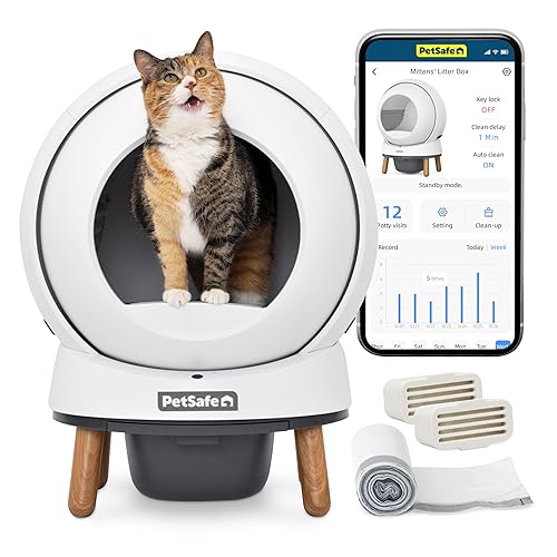 PetSafe ScoopFree SmartSpin Self-Cleaning Litter Box – Advanced Odour Control – App Controlled with Health Monitoring – Works with Any Litter – Up to 2 Weeks of Hands-Free Cleaning