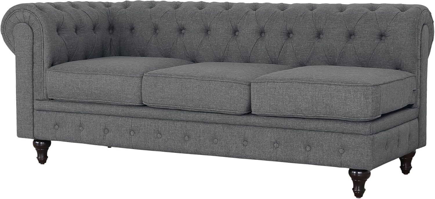 Container Furniture Direct Shonda Fabric Upholstered Button-Tufted Two (2) Piece SECTIONAL Sofa & Left-Facing Chaise, Grey, Dark Grey: Furniture & Decor