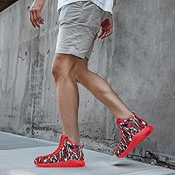 Men's Red High Top Sneakers Lightweight Outdoor