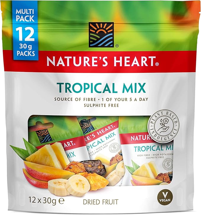 Nature's Heart Tropical Dried Fruit Mix Healthy Vegan Snack 12 x
