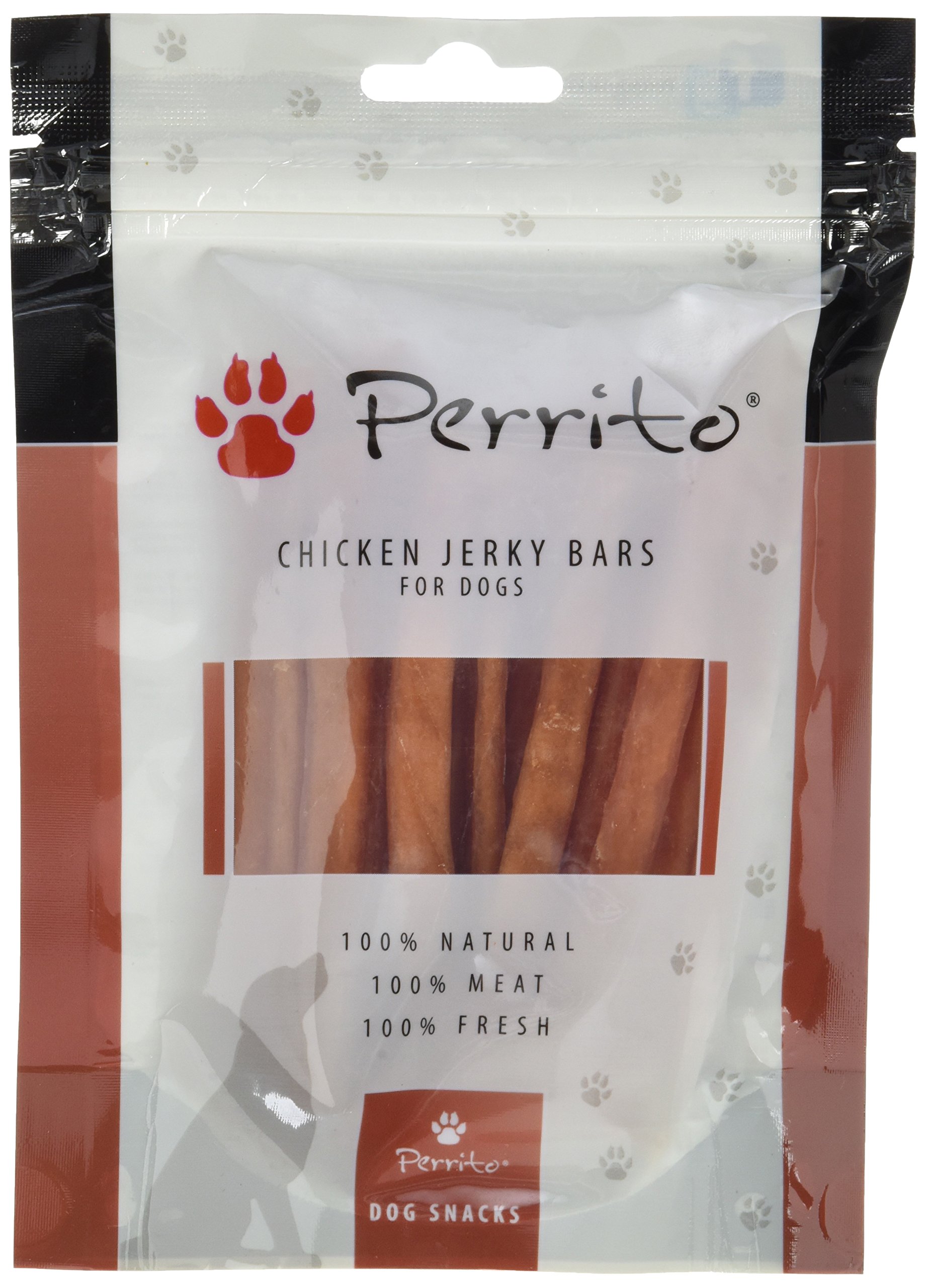 Perrito chicken jerky bars, dog treats, dried chicken meat in thin strips, 100g