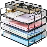 EXERZ 4-Tier Stackable Paper Sorters with Accessory Organizer Mesh Desk Tray view 6