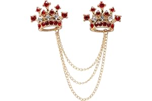 A N KINGPIIN an KINGPiiN Lapel Pin for Men Stone Detailing with Golden Crown Crystal Chain Brooch Suit Stud, Shirt Studs Men's Accessories