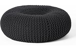 Christopher Knight Home Truda Knitted Cotton Donut Pouf, Dark Grey