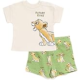 Disney Waffle Knit T-Shirt and Shorts Outfit Set Newborn to Little Kid Sizes (0-3 Months - 5)