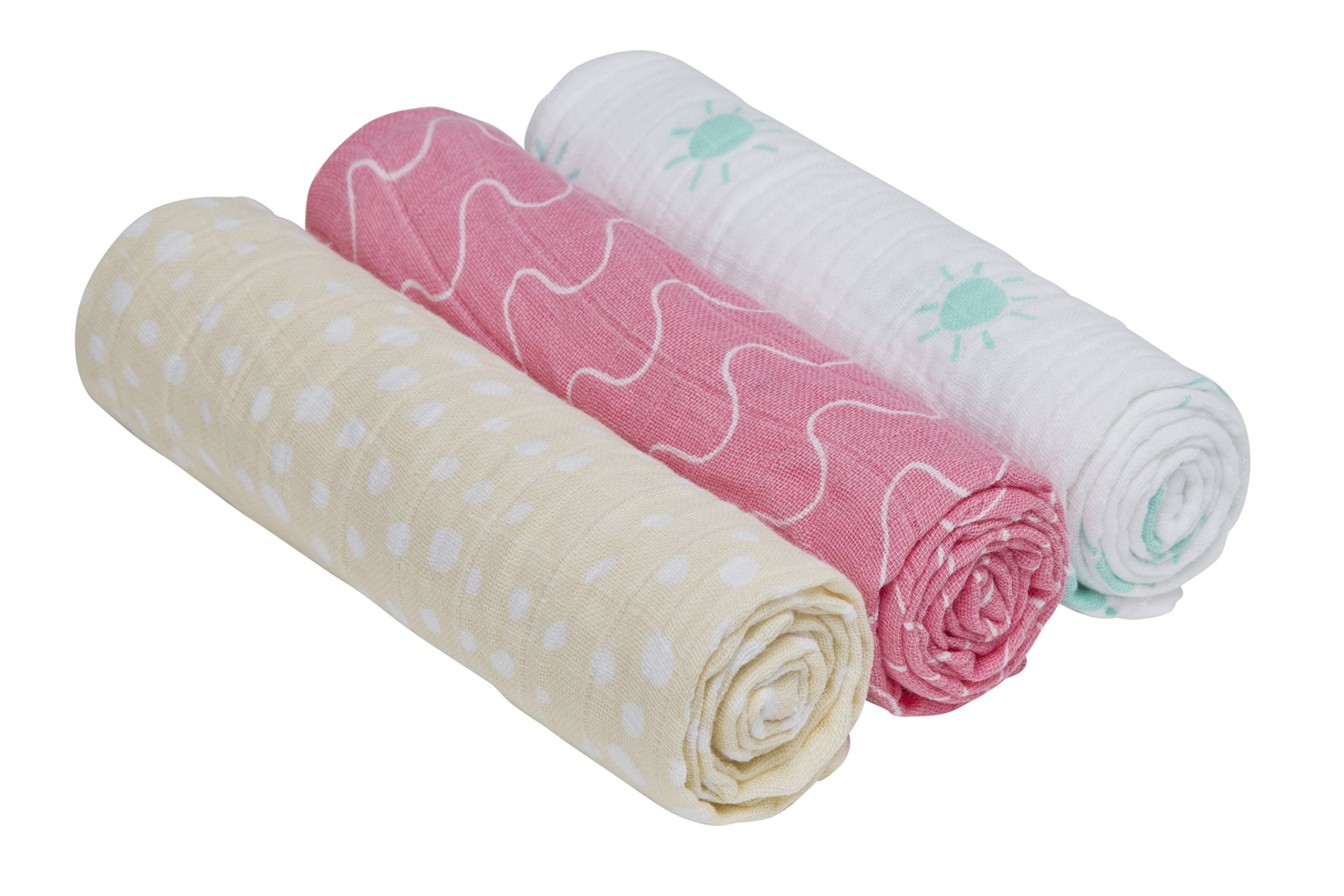 LÄSSIG Baby Burp Cloth Swaddle & Burp Blanket Cotton 3 pcs assorted 85 x 85 cm/ Summer Dream Girls