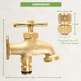 BLOSTM Solid Brass Hose Tap Outside Tap Kit ½ inch Quick Connector view 4