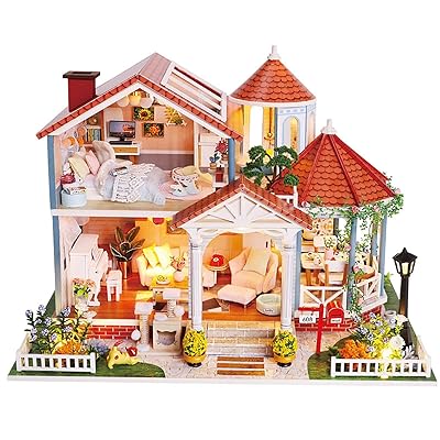 NIKALONG Mini Doll House, Handmade Toy House Set, 3D Dominican