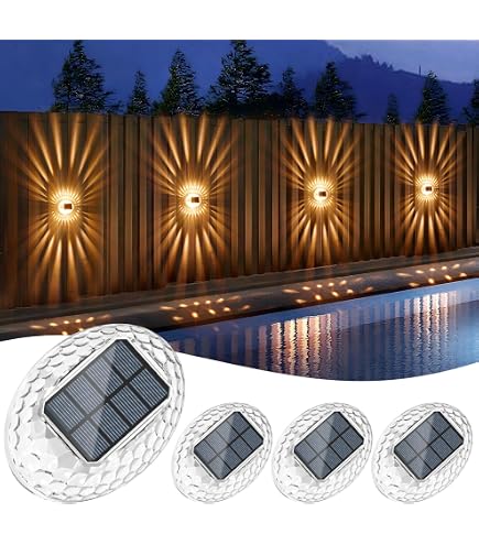 zeyekuku 6 Pack Solar Fence Lights Outdoor, 6 LED Warm White (100