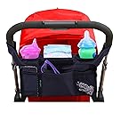 Stroller Organizer By Lebogner, Premium Deep Insulated Stroller Cup Holder To Keep Warm Or Cold Bottles, Stroller Accessories, Universal Black Baby Diaper Stroller Bag, Fits Most Strollers