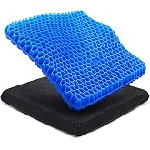 VEADONS Jumbo Gel Seat Cushion for Long Sitting, 20x20x1.9 inch Thick Honeycomb Wheelchair Cushion for Hip &amp; Back Pain Relief, Breathable Non-Slip Chair Pad for Office, Car &amp; Recliner