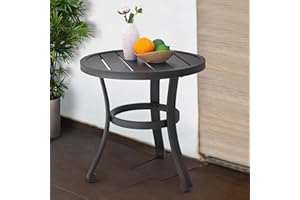 NUU GARDEN Metal Side Table, Weather Resistant 20" Patio Table, Outdoor Bistro Table, Outside End Table for Patio, Pool, Deck, Balcony, Porch, Outdoor or Indoor Use, Black