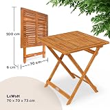 CASARIA Wooden Garden Side Table | Folding Acacia Bistro Table 70x70cm view 2