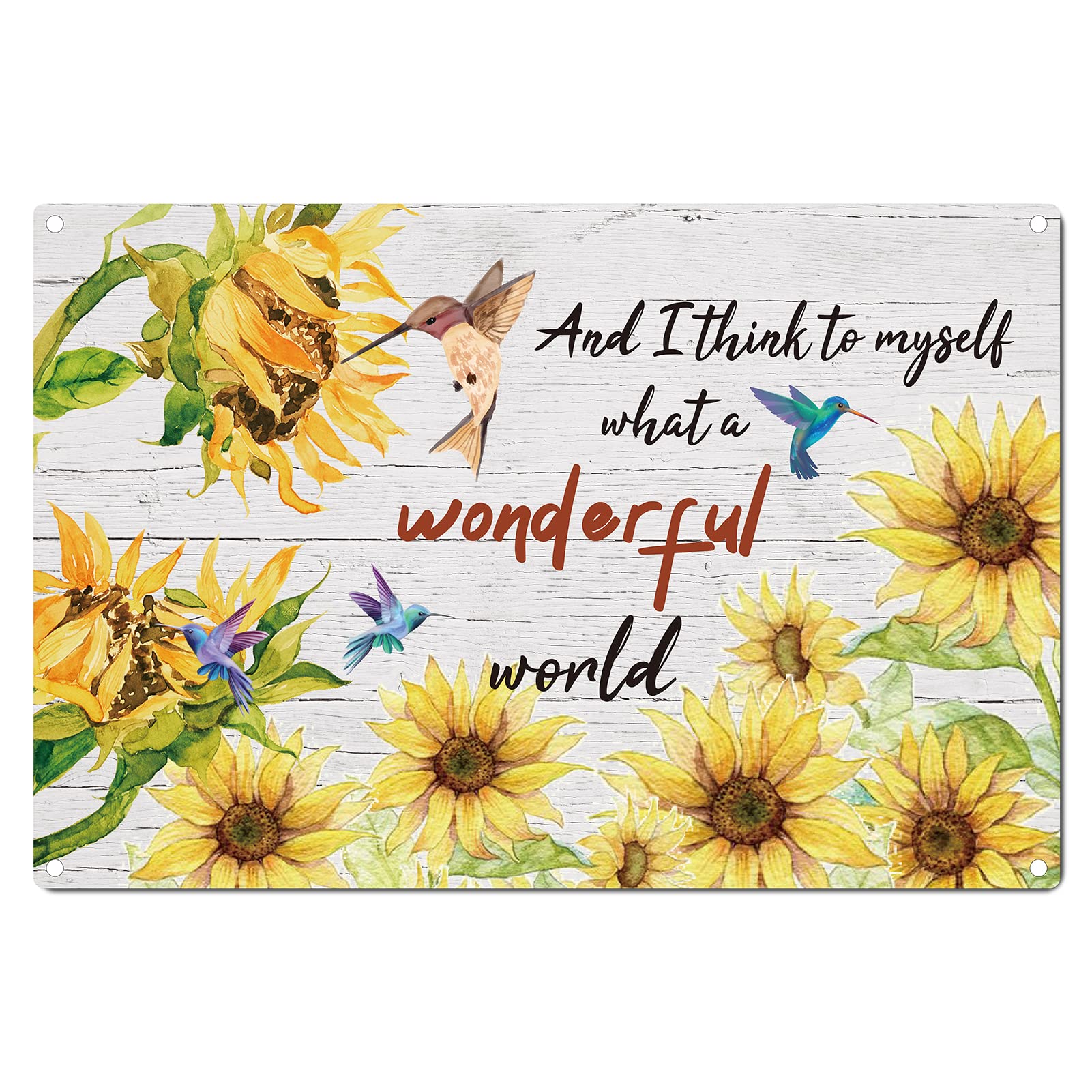 CREATCABIN Metal Tin Signs Hummingbird Spring Sunflower Sign Vintage Wall Art Decor Rustic Farmhouse Home Bar Coffe Garden Porch Market Decorations 12 x 8 Inch
