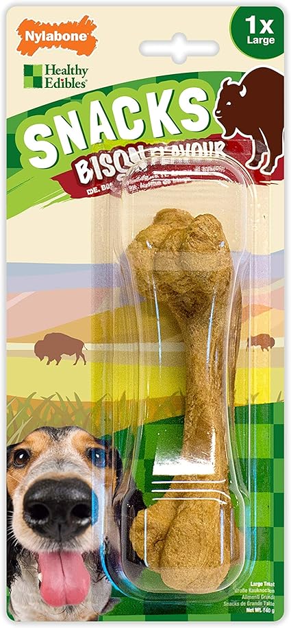 Nylabone Healthy Edibles Dog Snack Treat Bison Flavour 1 Piece Large For Dogs Up To 23 Kg Amazon Co Uk Pet Supplies