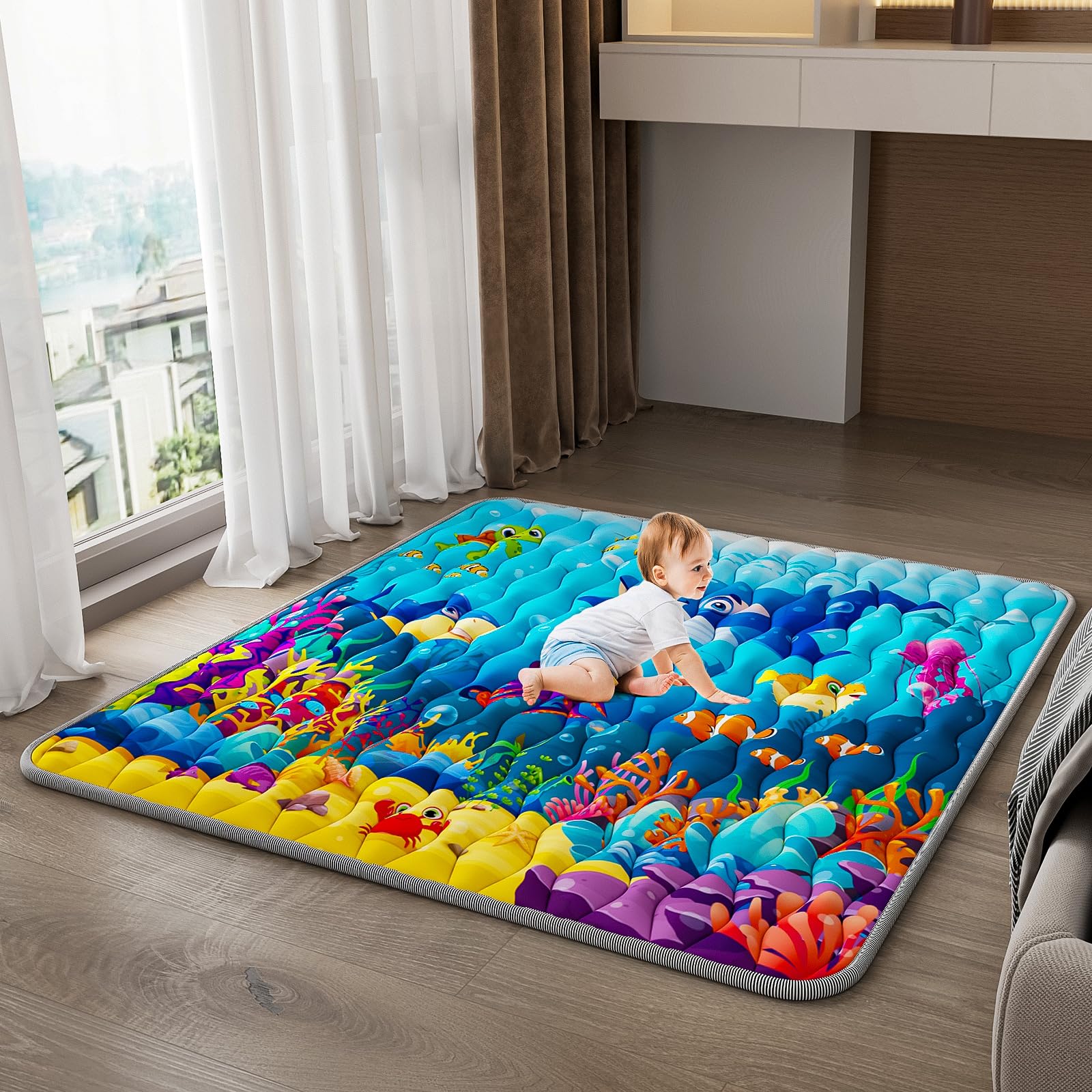 Baby Play Mat, 50x50 Playpen Mat - Thick Soft Non-Slip, Machine ...