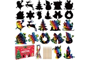 OHOME Stocking Stuffers - 48 PCS Rainbow Scratch Paper Cards Set | Christmas Crafts Toys Game for Kids - Christmas Gifts Ornaments Party Favors Decorations Supplies for Grandkids - Toddler Stocking Stuffers