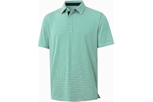 YAMXDM Polo Shirts for Men Short Sleeve Performance Moisture Wicking Business Casual Stylish Striped Tennis Mens Golf Shirts