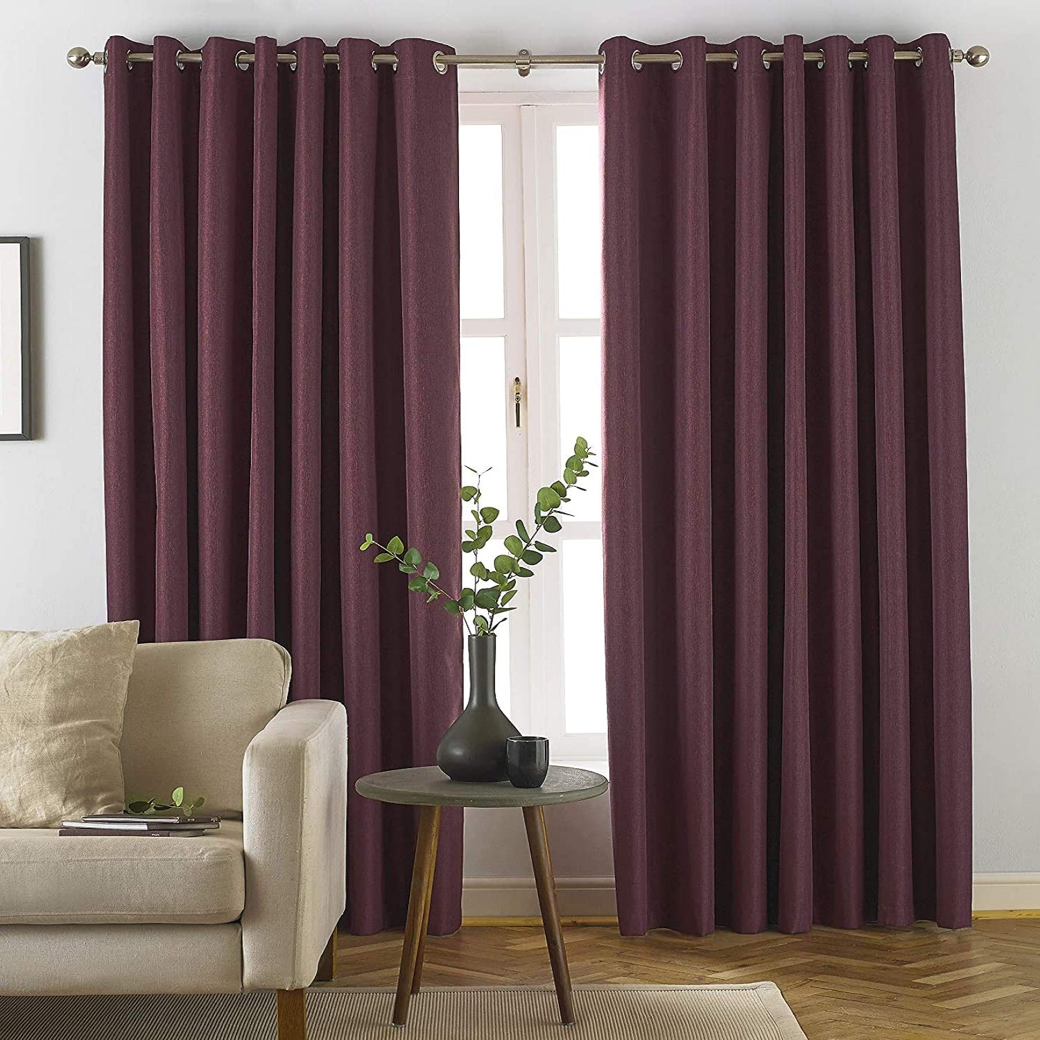 furn. Moon Eyelet Blackout Curtains, Polyester, Berry, 168 x 137cm