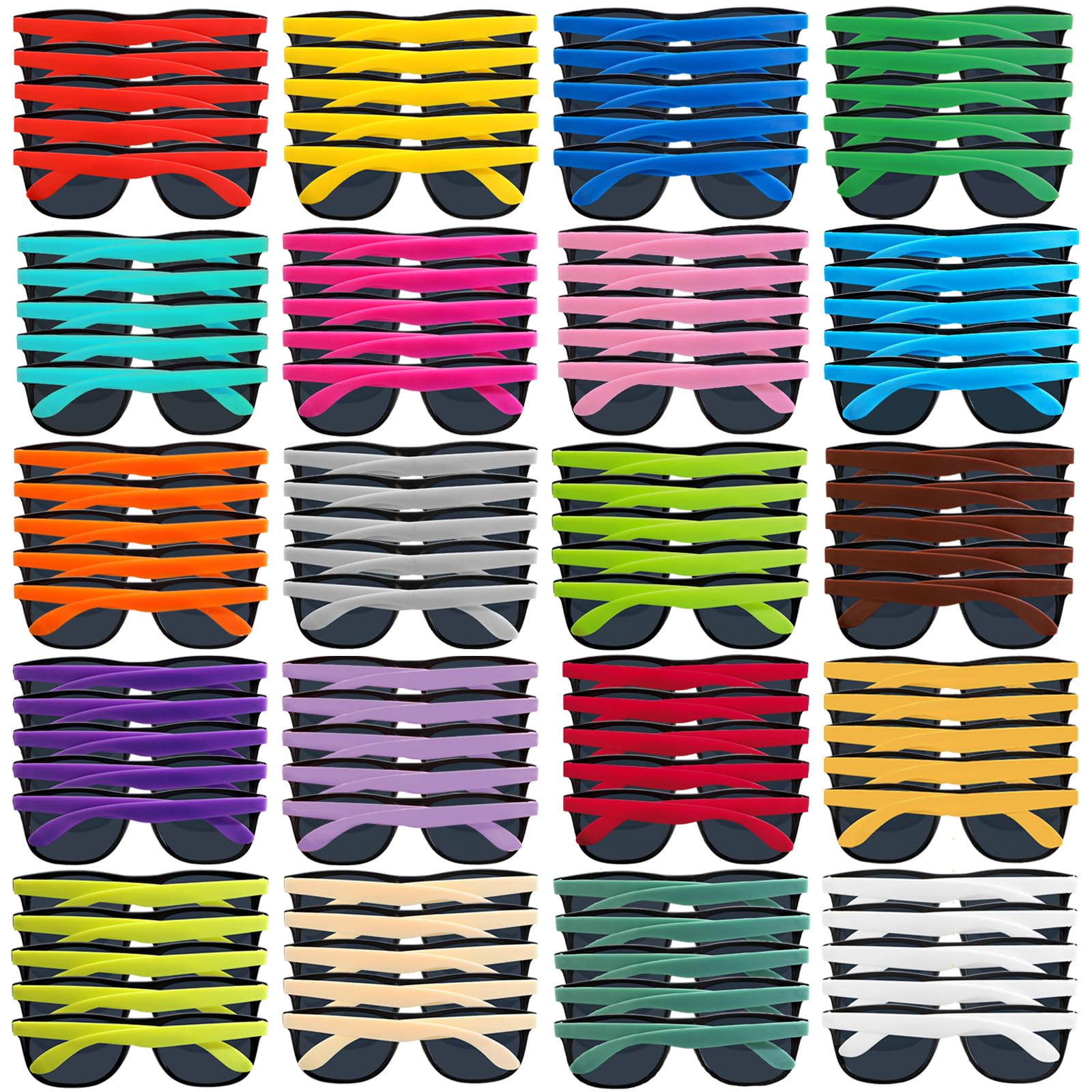 Photo 1 of 100 Pack 20 Colors Neon Party Sunglasses Bulk,Sunglasses Party Favors for Adult and Teen,80's Style Plastic Sun Glasses for Birthday Graduation,Summer Pool,Beach,Outdoor Party,Goody Bag Favors