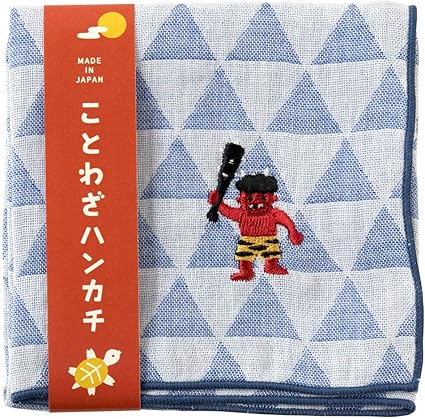Amazon ことわざハンカチ 鬼に金棒 刺繍入りガーゼハンカチ スーベニール Japanese Pattern Embroidered Gauze Handkerchief 残りわずか 残りわずか ノーブランド品 生活雑貨