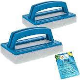 U.S. Pool Supply Hand-Held Pool Scrub Brush Pad 2 Pack, Scrubbing Scouring | Scouring Sponge Pad, Clean Pool Tile &amp; Grout, Walls, Vinyl Liners, Spas - Cleaning Remove Stains Kitchen Bathroom Tub Shower