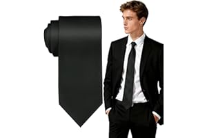 FIXSMITH Ties for Men, Solid Color Neckties, Mens Black Tie, Neck Ties Formal for Wedding, Business, Christmas Ties for men