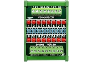 CZH-LABS DIN Rail Mount 16 LEDs Indicator Light Module, Support 5~50VDC Common Positive/Negative