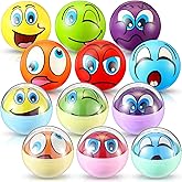 JellyArch 12 Set Smile Face Stress Balls with Capsules Emotion Party Favors 2.5" Funny Face Foam Balls Squeeze Toys Goodie Bag for Hand Wrist Reliefs Classroom Prize Finger Exercise Claw Machine Toys