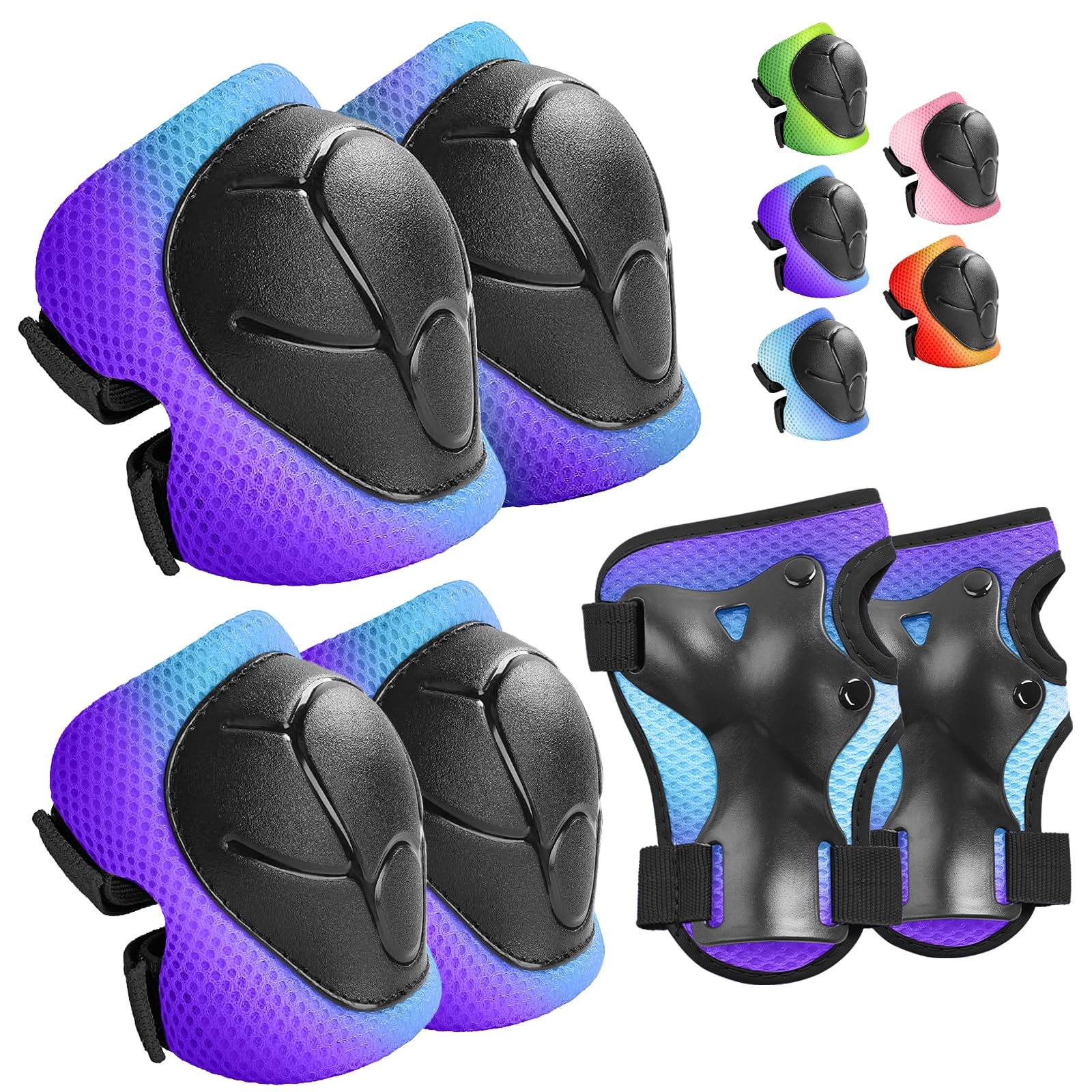 Wemfg Kids Protective Gear Set Knee Pads for Kids 3-14 Years Toddler Knee and Elbow Pads with Wrist Guards 3 in 1 for Skating Cycling Bike Rollerblading Scooter Image