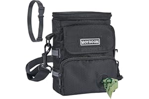 3-in-1 Dog Training Treat Pouch with Waist Belt, Shoulder Strap & Clip | Hands-Free Dog Walking Bag with Poop Bag Dispenser, 