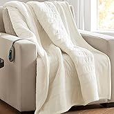 Beautyrest Heated Blanket, Eletric Throw Blanket, Soft, Warm, Reversible Plush - Sherpa Heating Blanket Throw for Office, Couch, 3 Heat Settings, 2 hr Auto Shut Off, Machine Washable, 50 x 60 Ivory