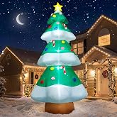 10 FT Christmas Inflatables Tree Decorations, Giant Blow-Up Tree Yard Decor | Blow-Up Tree with LED Lights, Star Treetop & Colorful Candy for Xmas Holiday, Garden, Lawn, Party, Patio & Hall Display